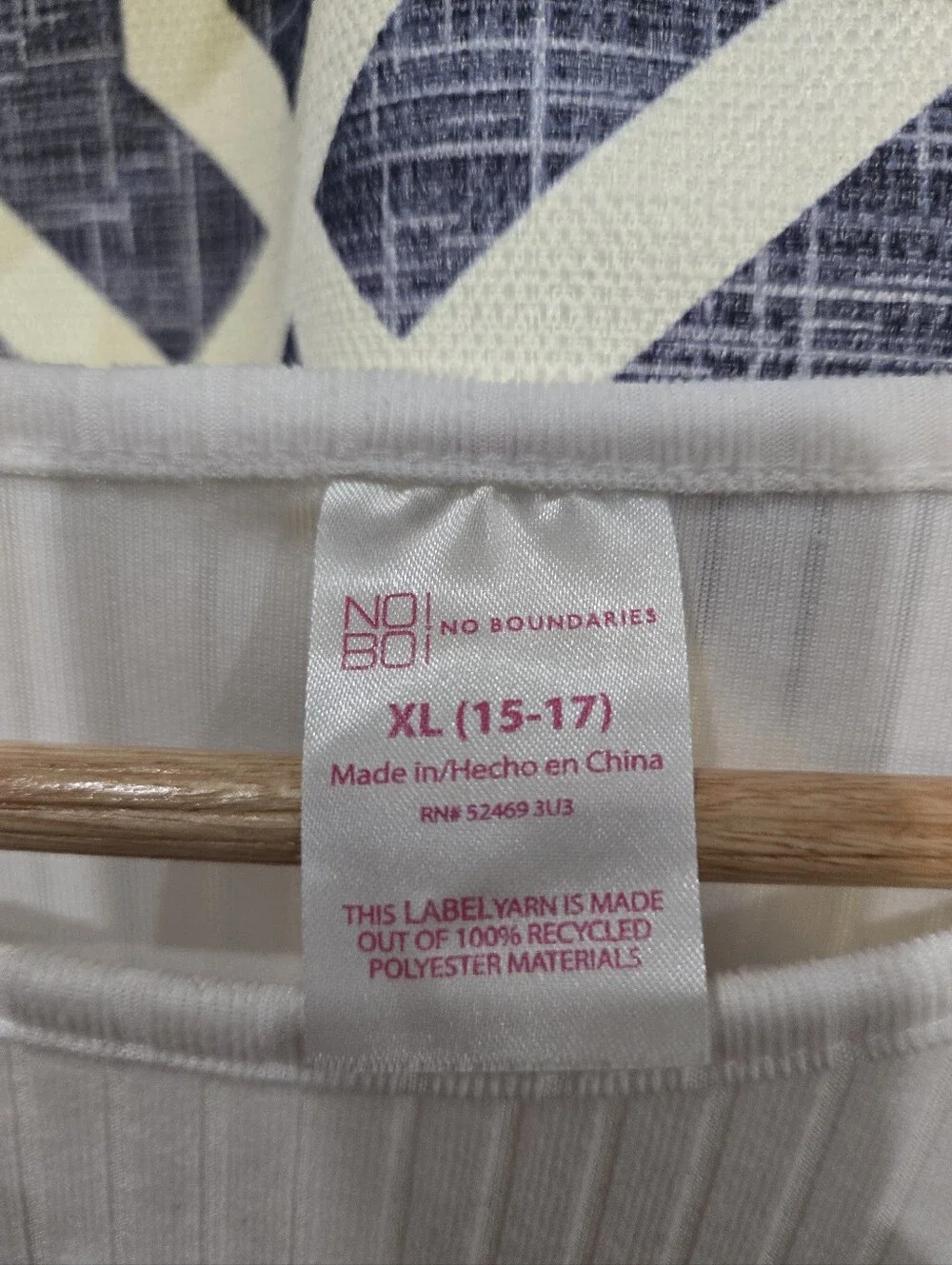 No Boundaries White Ribbed Tank with Navy Plaid Slip Accent